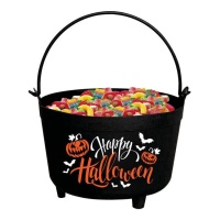 Caldero negro de Happy Halloween de 24 x 23 x 15 cm