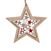 Colgante de estrella de madera de Navidad de 13 cm