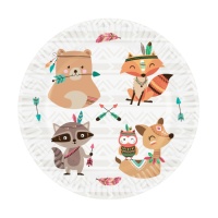 Platos de tipi con animales de 18 cm - 8 unidades