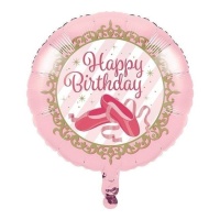 Globo Happy Birthday de Bailarinas de 45 cm - Conver Party