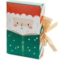 Caja de Papá Noel con lazo dorado - 1 unidad