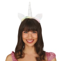 Diadema de unicornio blanco brillante
