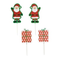 Picks de Papá Noel y regalos de Navidad - Wilton - 12 unidades