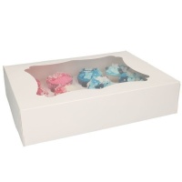 Caja para 12 cupcakes blanca de 33 x 24 x 7,5 cm - FunCakes - 25 unidades