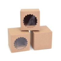Caja para 1 cupcake kraft - 9 x 9 x 9 cm - House of Marie - 3 unidades