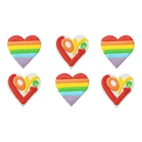 Figuras de azúcar de love y arcoíris de 4 cm - Decora - 6 unidades