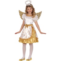 Disfraz de ángel dorado y blanco infantil