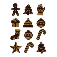Decoraciones de Navidad Dorada de chocolate - 12 unidades