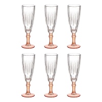 Copa de 170 ml para cava con base color salmón - 6 unidades