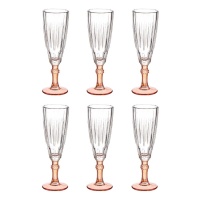 Copa de 170 ml para cava con base color salmón - 6 unidades