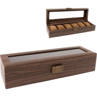 Caja para relojes efecto madera - 6 compartimentos