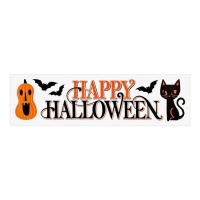 Pegatina de Halloween para pared con gato de 56 x 15 cm - 1 hoja