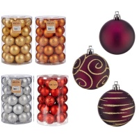 Bolas de Navidad con brillo de 6 cm - 30 unidades