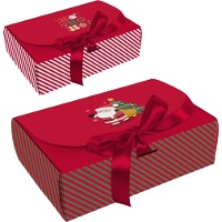 Caja regalo de Papá Noel con lazo - 1 unidad