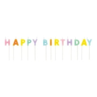Velas Happy Birthday Pastel de 7 cm - 13 unidades