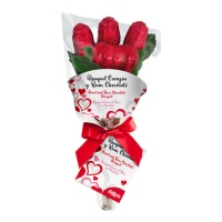 Bouquet de rosas con corazón de chocolate - 30 gr