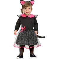 Disfraz de gatito negro y rosa para bebé
