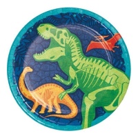 Platos de Dino Dig de 23 cm - 8 unidades