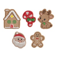 Figuras de azúcar de Navidad tono marrón surtidas - Dekora - 40 unidades