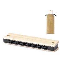 Armónica de madera natural con funda - 1 unidad