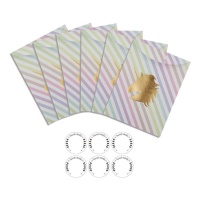 Bolsas de papel de unicornio dorado con pegatinas - 6 unidades