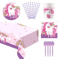 Pack para fiesta de unicornio rosa - 8 personas