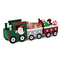 Tren de Papá Noel con vagones de fieltro de 27 cm