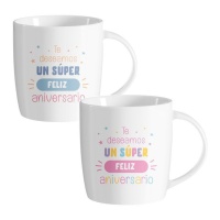 Taza de 350 ml Feliz Aniversario - 1 unidad