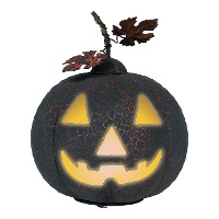 Calabaza negra y naranja de metal con luz de 20 cm