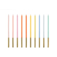 Velas de colores de 14 cm alargadas - 10 unidades