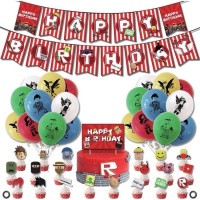 Kit de globos, guirnalda y toppers de Lego - Monkey Business - 23 unidades
