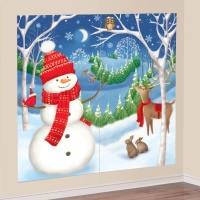 Mural decorativo de muñeco de nieve de 1,65 x 1,65 m - 2 piezas