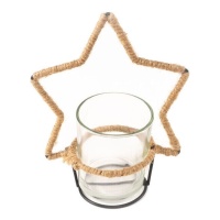 Portavelas de cristal con estrella de 20 x 11 x 23,5 cm - Dcasa