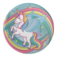 Platos de Unicorn Magic de 23 cm - 8 unidades