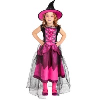 Disfraz de bruja elegante rosa infantil