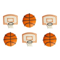 Figuras de azúcar de Baloncesto con canastas - Decora - 6 unidades
