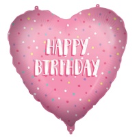 Globo de corazón de Happy Birthday rosa de 46 cm - Procos