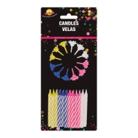 Velas de colores en espiral de 6 cm - 24 unidades