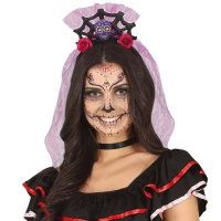 Diadema de Catrina con velo