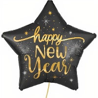 Globo de Happy New Year estrella negra de 91 cm