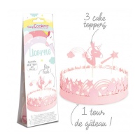 Topper para tarta y contorno de Unicornio - Scrapcooking - 4 unidades