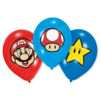 Globos de látex de Super Mario de 27,5 cm - Amscan - 6 unidades