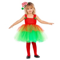 Disfraz de elfo navideño con tutú para niña