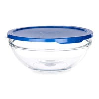 Tupper de 1700 ml de cristal redonda con tapa azul