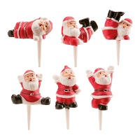 Picks de Papá Noel posturas de 6 cm - Dekora - 72 unidades