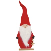 Figura de Papa Noel de fieltro y madera de 75 cm