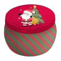 Caja de metal redonda de Papá Noel roja - 1 unidad