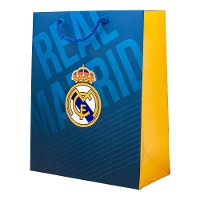 Bolsa regalo de 32 x 26 x 12 cm de Real Madrid azul y amarillo