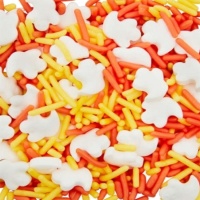 Sprinkles de Halloween amarillo y naranja con fantasmas - 50g