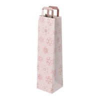 Bolsa de regalo para botella de vino de Navidad rosa de 35 x 10 x 8 cm - 1 unidad